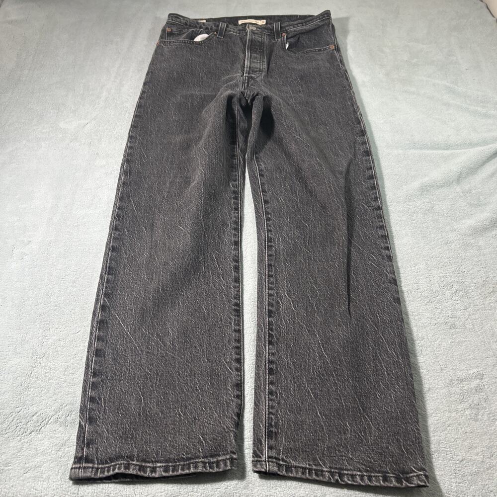Y2K 2000s Levis Premium Loose Baggy Jeans Womena 30x28 Black Relaxed Ribcage VTG - Picture 2 of 14